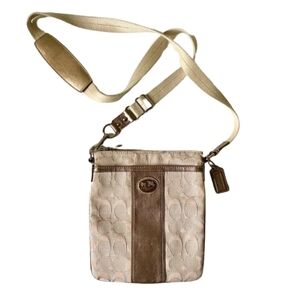 Coach Sutton Jacquard Metallic Leather Swingback Crossbody Bag